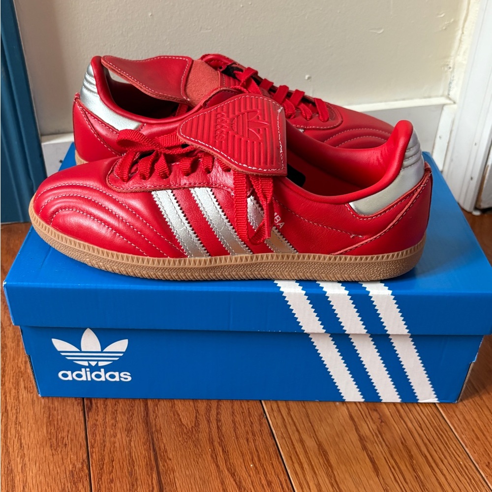 Red Adidas Samba Fold Over Tongue Sneakers